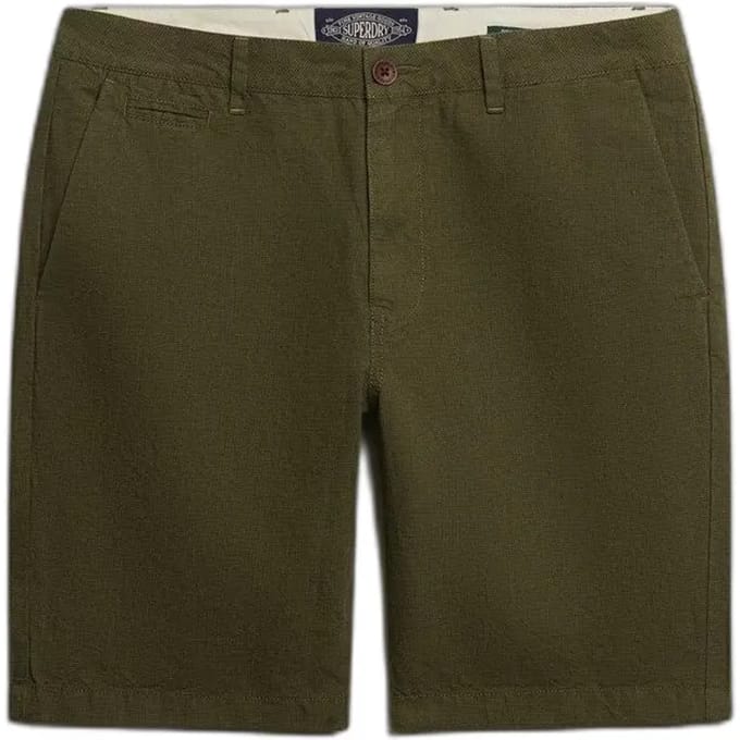 Superdry Premium Gestructureerde Chino Shorts Green Grootte: 32