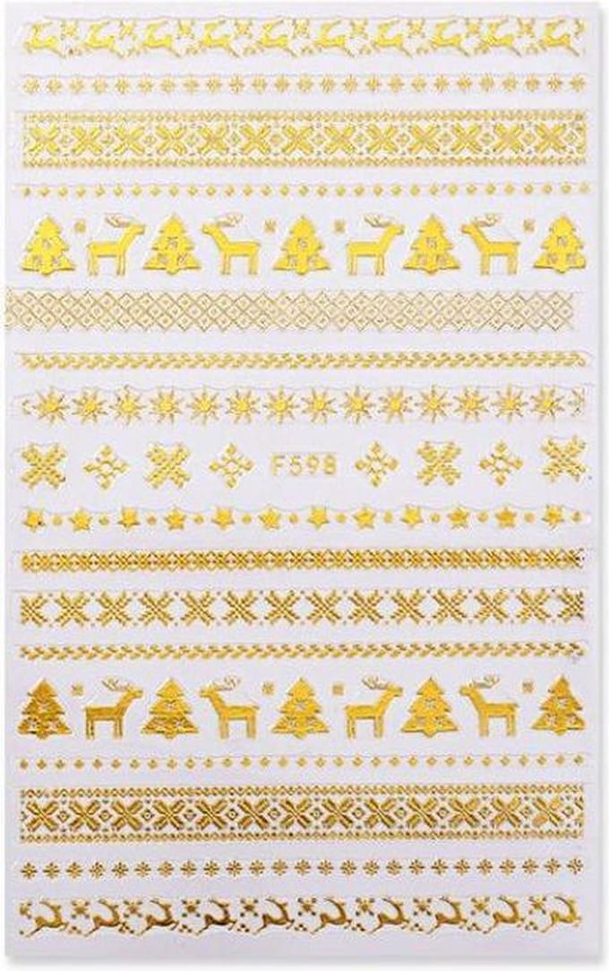 Kerst Nagelstickers - Kerstmis Nagel Versiering - Gouden hert - 1 Vel