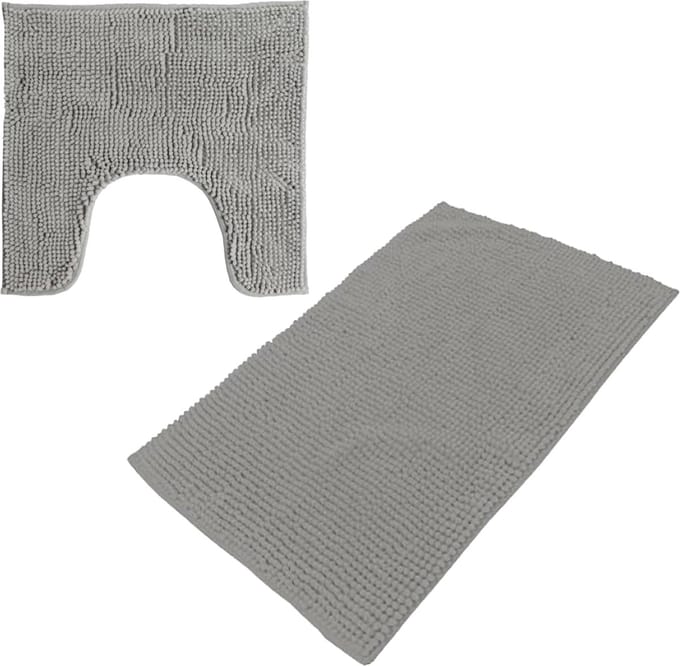 Urban Living badkamer droogloop matjes/tapijt - set 2x stuks - polyester - steengrijs
