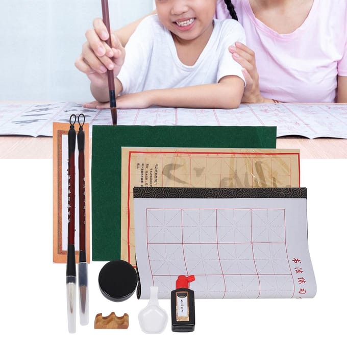 Kalligrafie Set Penselen Wolven Penselen Herhaald Gebruik Studenten Oefenen Water Schrijfdoek beige