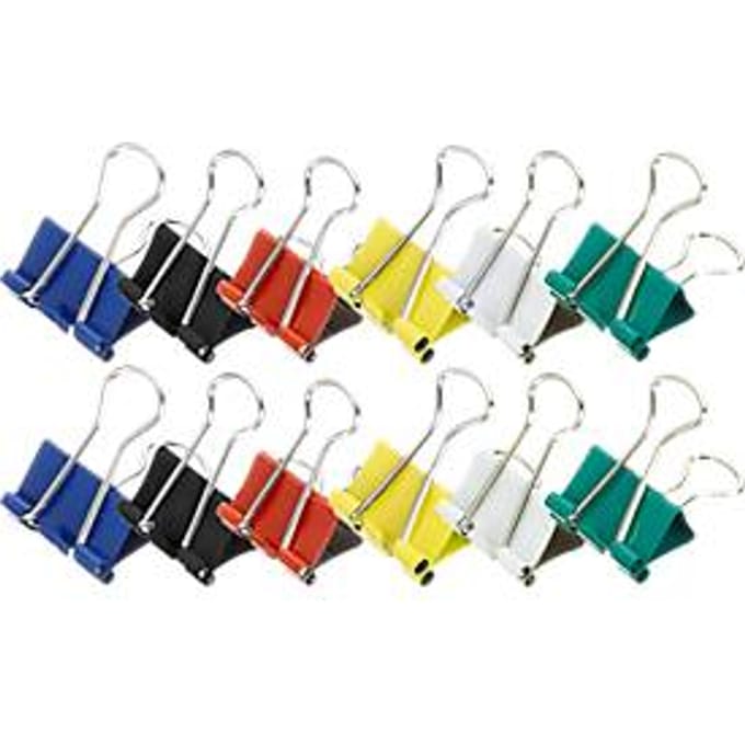 Papierklem MAUL 213 foldback 19mm capaciteit 7mm assorti 12 stuks