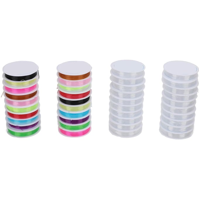 0.8mm Elastisch Stretchdraad 40 Rollen Elastisch Kralenkoord Transparant en Kleurrijk Kralenrijg voor white