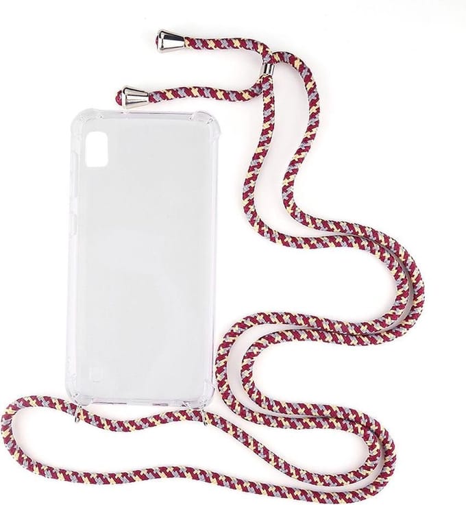 Shop4 - Samsung Galaxy A10 Hoesje - Zachte Back Case met Koord Multi Rood