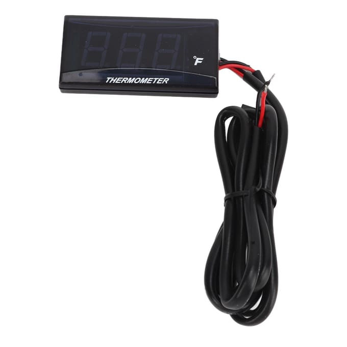 Watertemperatuurmeter Fahrenheit Graad LCD Backlit Display Waterdicht Watertemperatuurmeter met 16mm T-stuk voor Motor rood