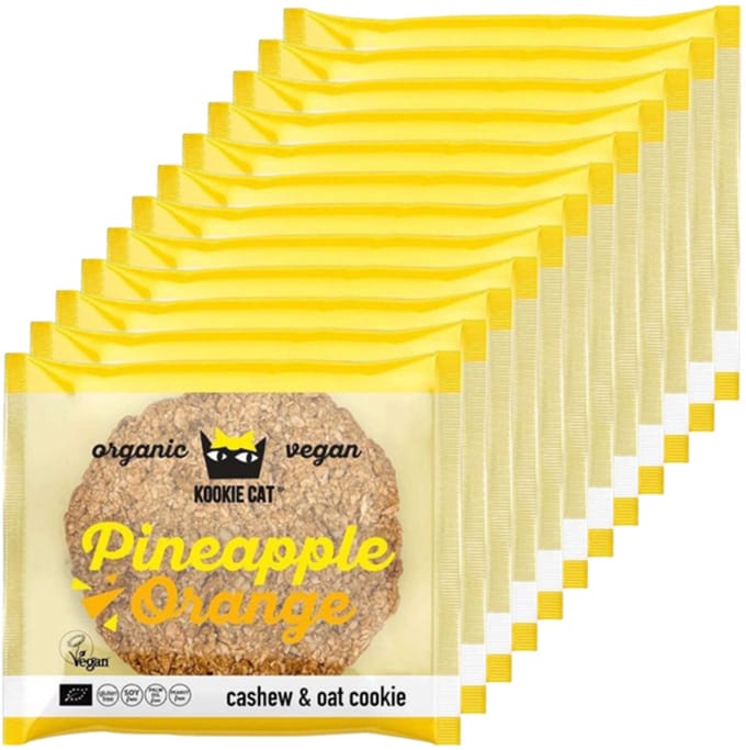 Kookie Cat | Pineapple & Orange Cookie | 12 stuks | 12 x 50 gram