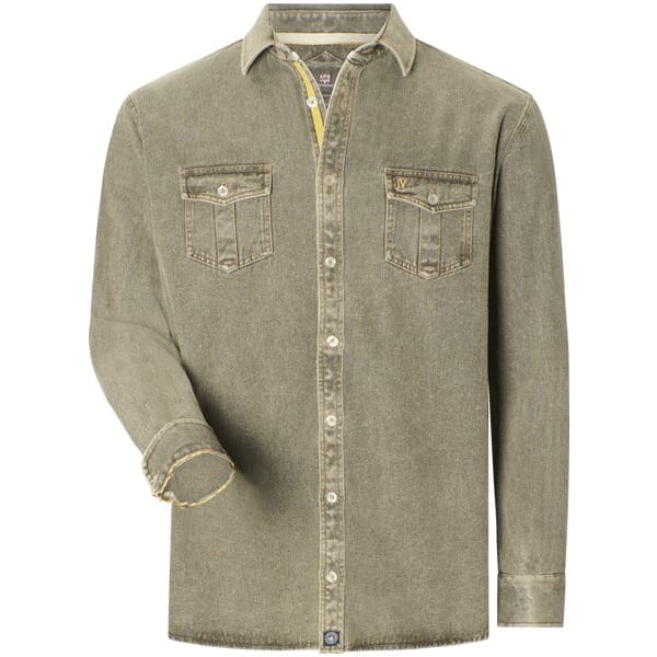Jan Vanderstorm herren Denim Overhemd - 53/54 - olijf - Plus Size