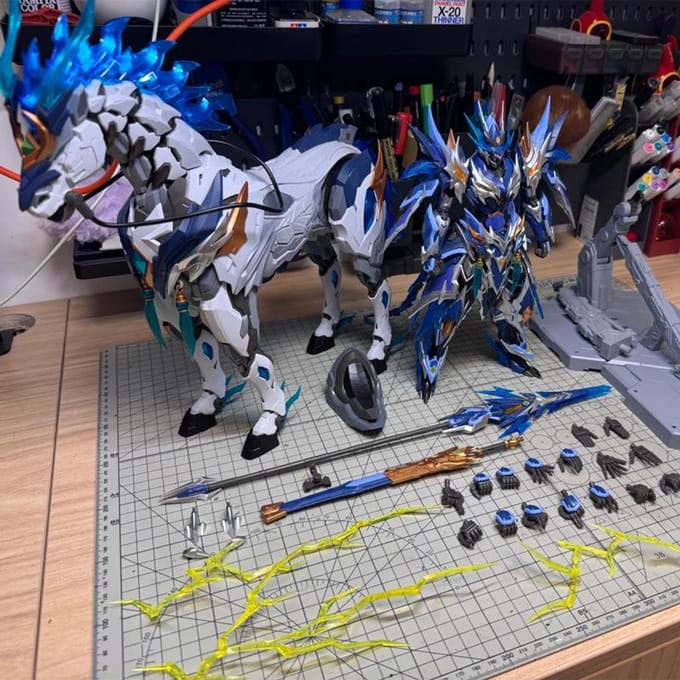 MOTOR NUCLEAR Zhao Yun met Paard - Legering Frame Super Gearticuleerd Mecha Assemblage Model Kit Actiefiguren Pop Trendy Speelgoed Cadeau gray