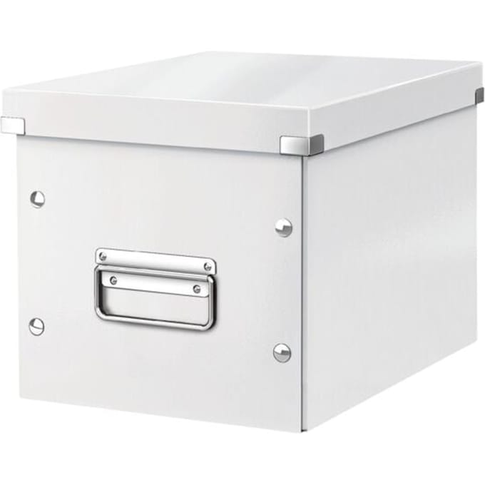 Leitz Wow Click & Store Kubus Middelgrote Opbergdoos - 80% Gerecycled Karton - 26 x 24 x 26 Cm (BxHxD) - Wit