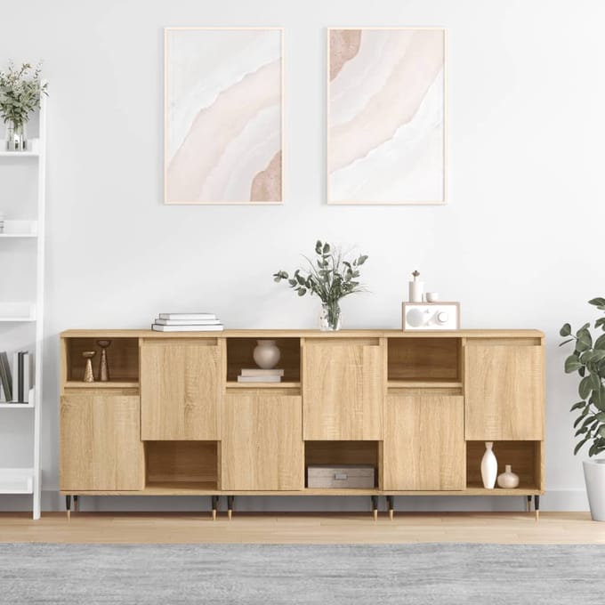 vidaXL - Dressoirs - 3 - st - bewerkt - hout - sonoma - eiken