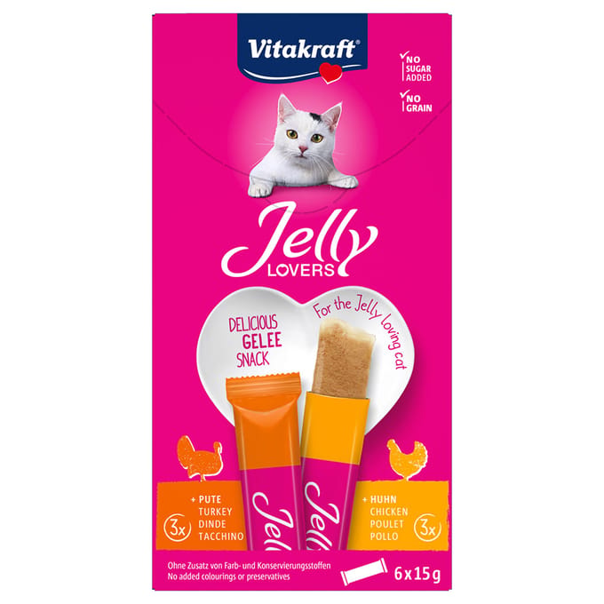 Vitakraft Kattensnack - Jelly Lovers - Kip & Kalkoen - 6 x 15 gram