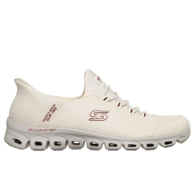 Skechers Slip-Ins Glide Step Vibey Mesh Dames Witte Sneakers