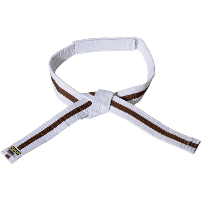 Wit/bruin/geel klittenband riem budō kind Kwon