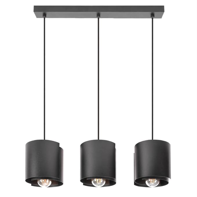 Moderne Zwarte Hanglamp Loft Stijl E27 - 3 lichtpunten