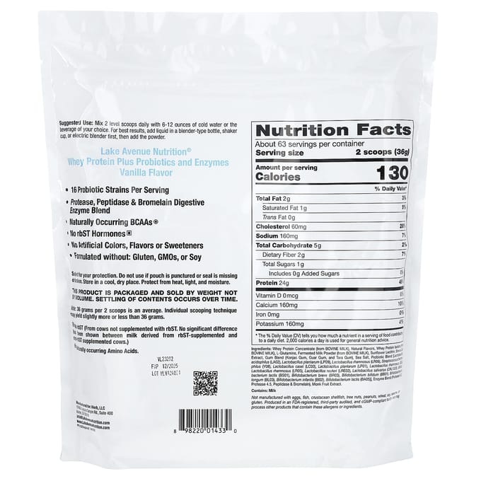 Wei Eiwit + Probioticum, Vanillesmaak, 2,27 kg (5 pond)