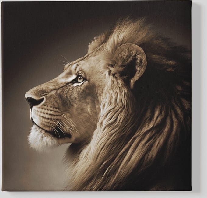 Canvas Schilderij - Dieren - Leeuw - Vierkant Canvas - 100x100x2 cm