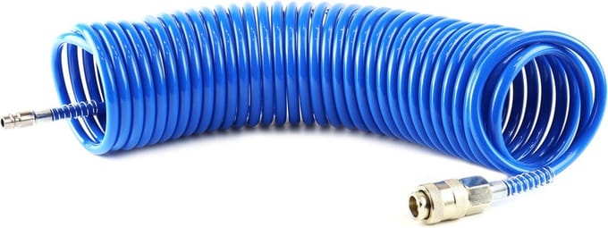 Spiraal luchtslang - 8 bar - 5mm - 10 meter - EURO aansluiting
