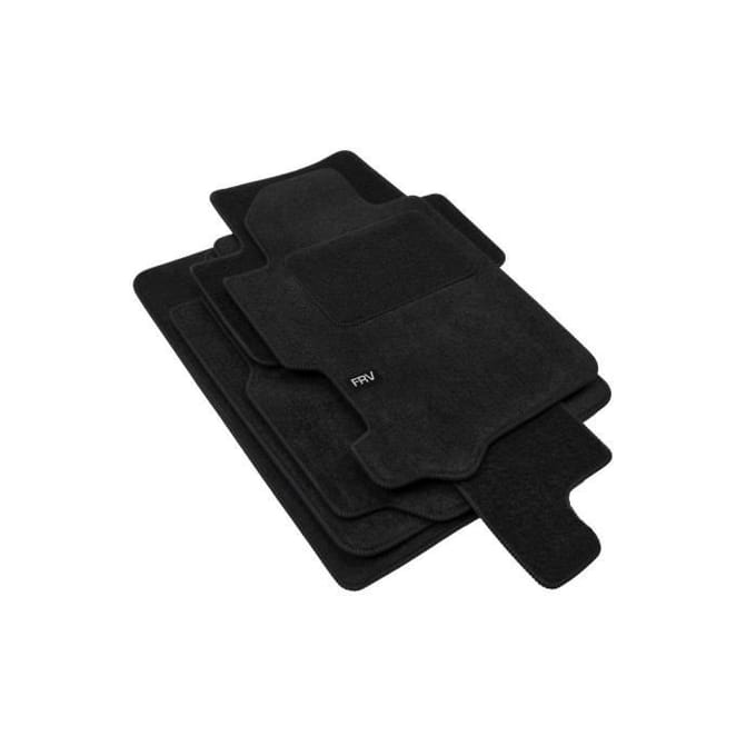 Tapis de sol - Logo - Honda FRV - Velours noir - 6 pièces - Ajustement précis