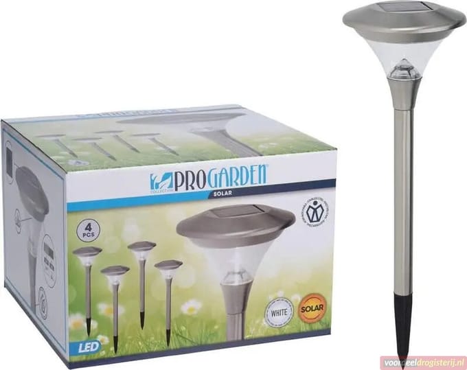 4x Progarden Solar Tuinlamp 47cm (Gaat automatisch aan)