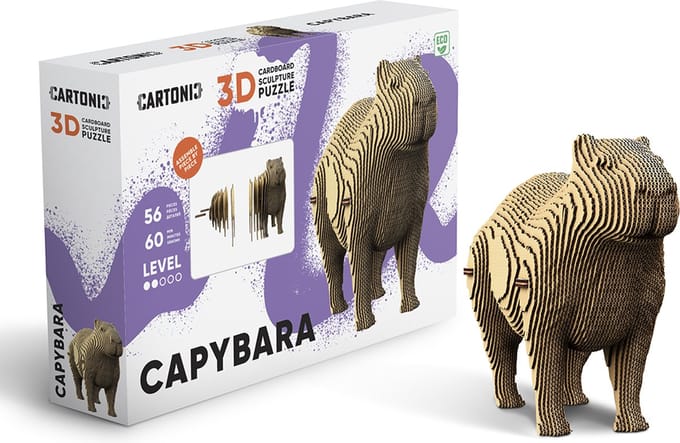 CARTONIC- Capybara - 3D puzzel- Speelgoed - DIY- Creatief - Karton - Voor kinderen en volwassenen