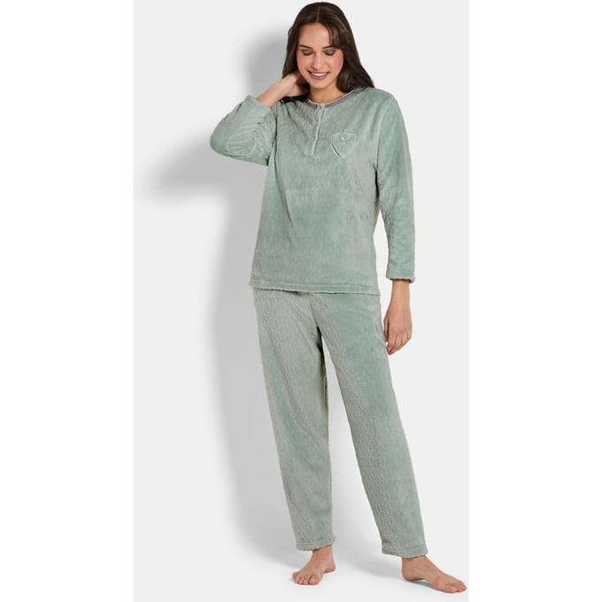 Huisensemble van fleece met structuur - mintgroen - Gr. 38 van Goldner Fashion