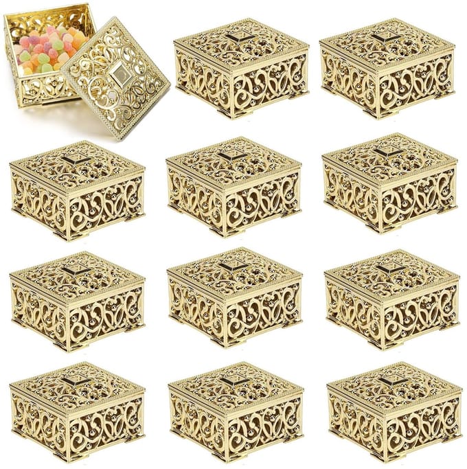 Dailygoods- Trouwfavorieten 12 Stuks - Candy Box - Mini - Hexagon/Square - Bruiloft/Hen Party - Plastic - 3 cm Hoog - Candybox