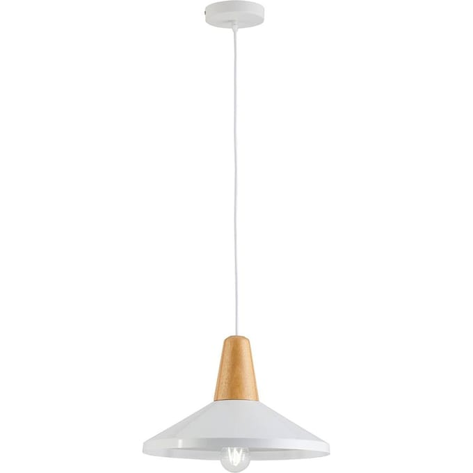 Viokef Hanglamp Tom met houtelement, wit