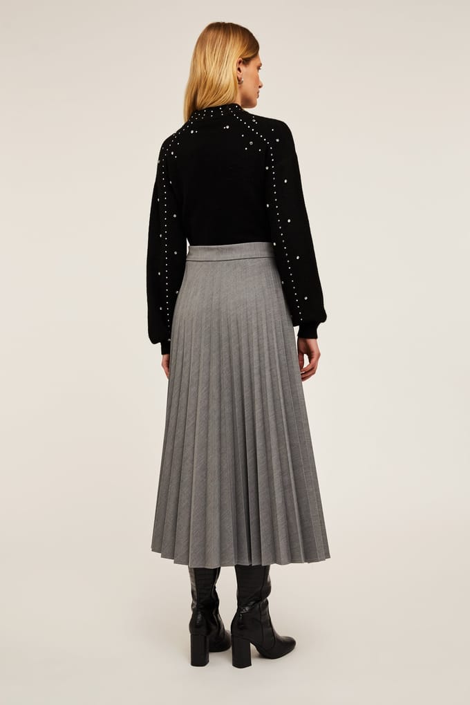 Motivi Pleated Midi Skirt Grey Größe: 32 | Midiröcke Outlet | Damen | Grau