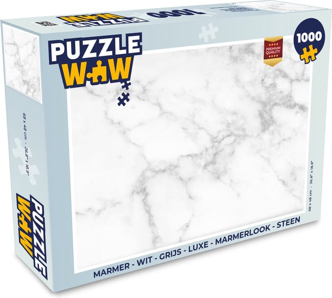 Puzzel Marmer - Wit - Grijs - Luxe - Marmerlook - Steen - Legpuzzel - Puzzel 1000 stukjes volwassenen