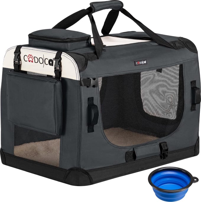 Cadoca Honden & Katten Reisbench M – 60x42x44cm – Antraciet incl. Dekentje
