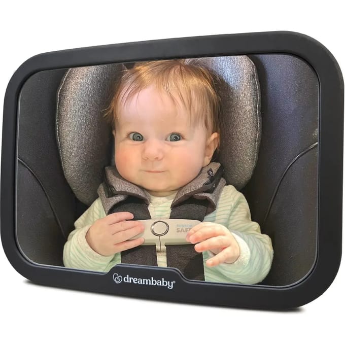 Grand miroir réglable - DREAMBABY - Pour siège arrière de bébé - Rectangulaire - Noir - 20 x 24 cm noir