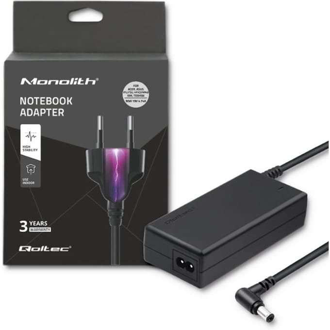 Qoltec laptopvoeding 90W |   19V |   4.74A |   5.5*2.5 |   Stroomkabel