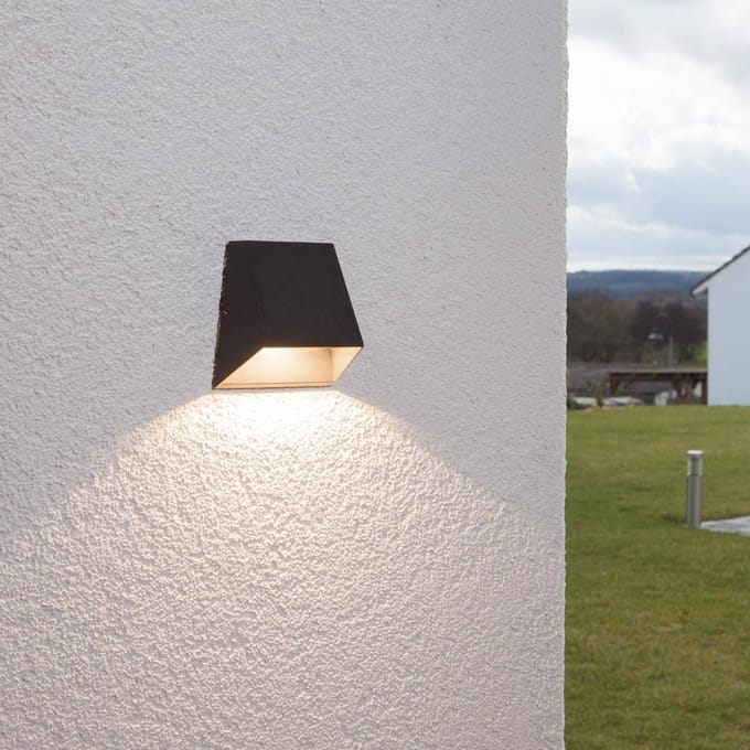 Lucande LED buiten wandlamp Hanno, antraciet, metaal, IP54