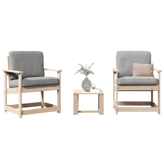 vidaXL - 3-delige - Loungeset - massief - grenenhout