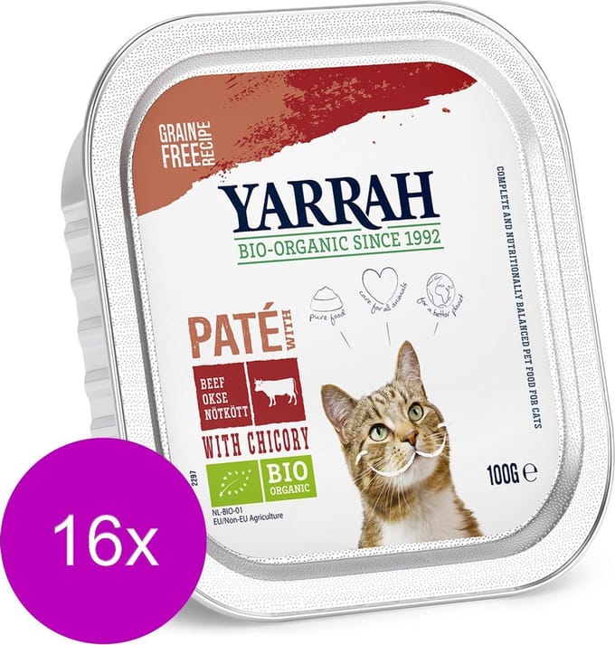 Yarrah Bio Kat Alu Pate - Rund - Kattenvoer - 16 x 100 g NL-BIO-01