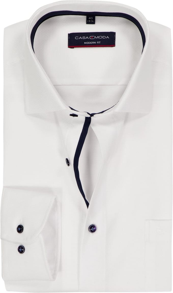 CASA MODA modern fit overhemd - dobby - wit - Strijkvrij - Boordmaat: 46 (EU maat: XXL)
