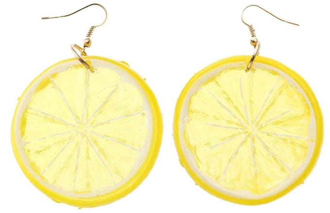 Fako Bijoux® - Oorbellen - Plastic Fruit - Citroen Schijfje