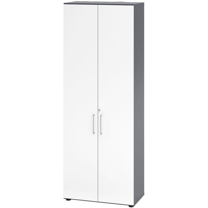 Kasten Breno, 6 OH, afsluitbaar, 28 kg per plank, B 800 x D 420 x H 2156 mm, grafiet/wit