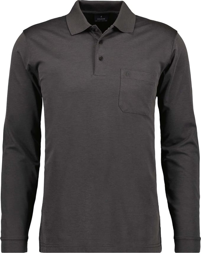 Ragman Poloshirt Soft Knit Polo Knopf Langarm