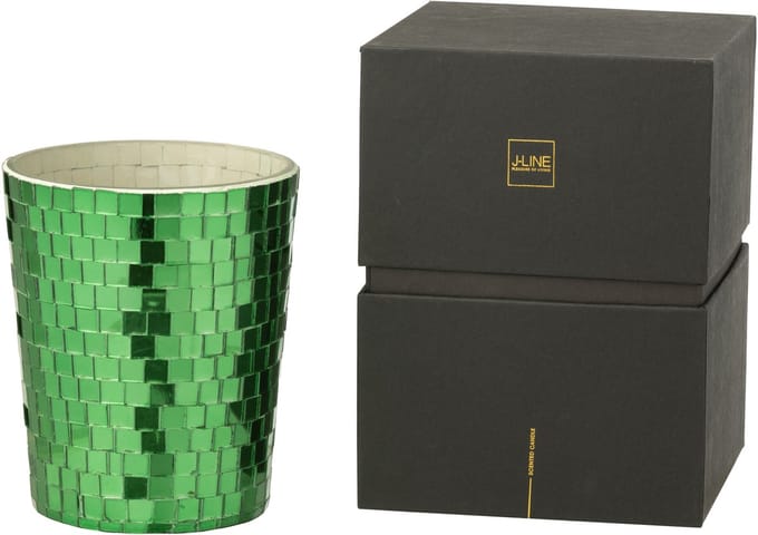 J-Line geurkaars Spiegel - Tea & Herbs - glas - groen