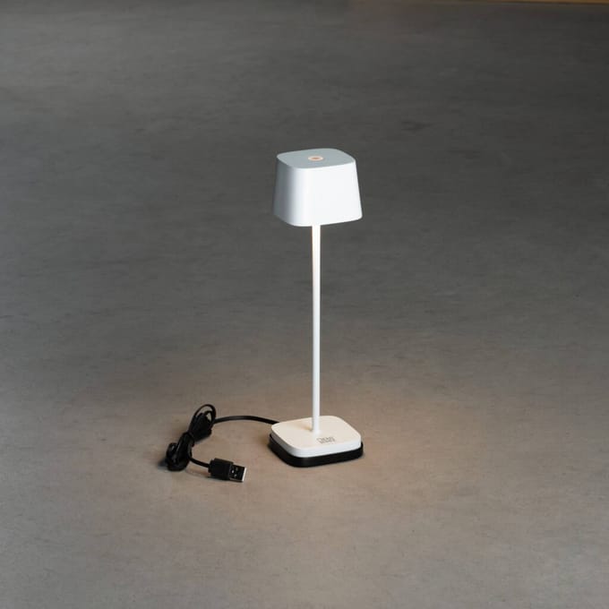 Konstsmide Tuin Tafellamp Capri Mini | 2.2W LED | Wit Aluminium | 2700K/3000K | IP54 | Dimbaar