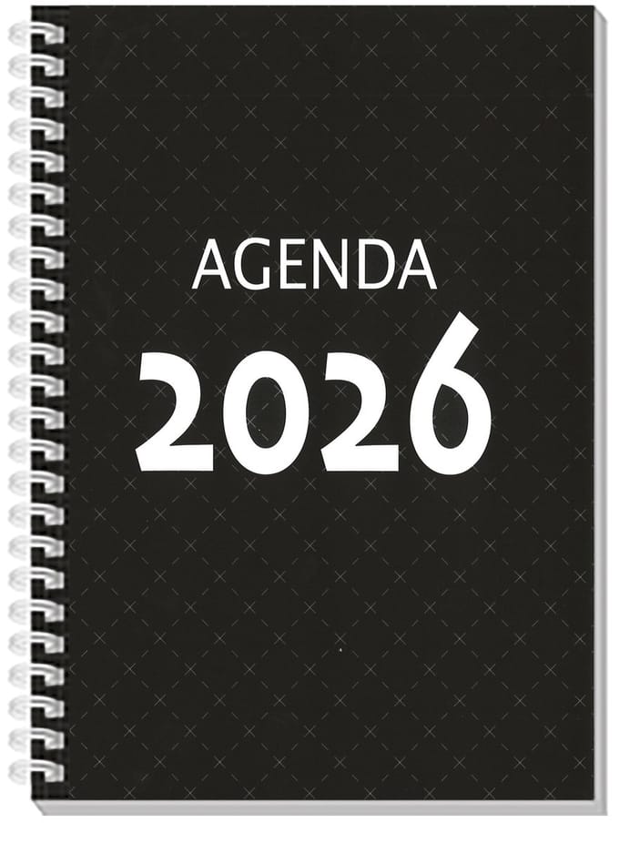 MGPcards - Agenda A5 2026 - Ringband - Spiraal - Flexibele kaft - Weekoverzicht - Zwart - 15 x 21 cm