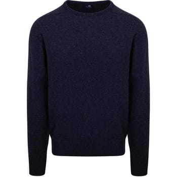 William Lockie Pullover Lamswol O-hals Midnight Mix Navy - Maat XXL - Heren - Pullovers