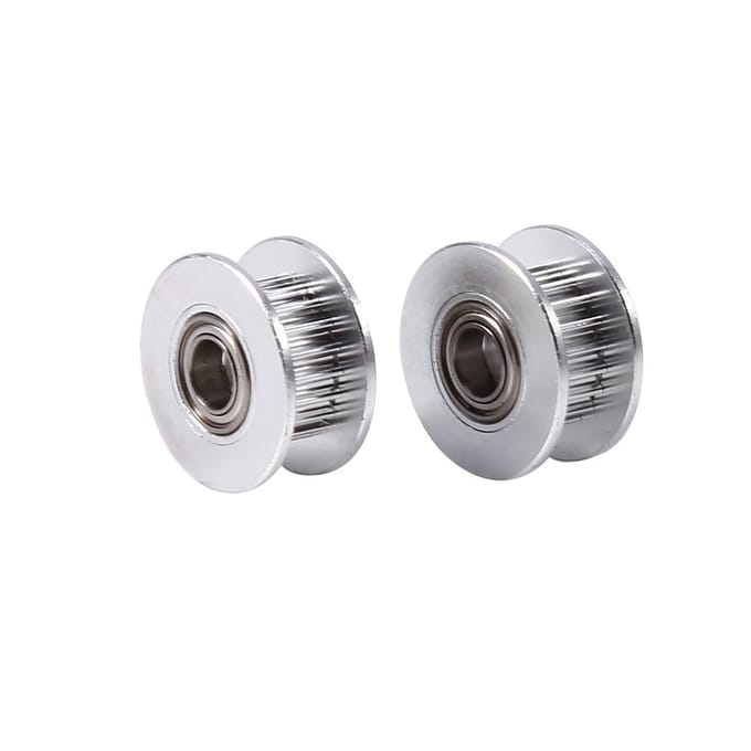 2 stuks Aluminium 5mm Binnendiameter Distributieriem Aandrijving Spanrol met Lager voor 3D-printer white