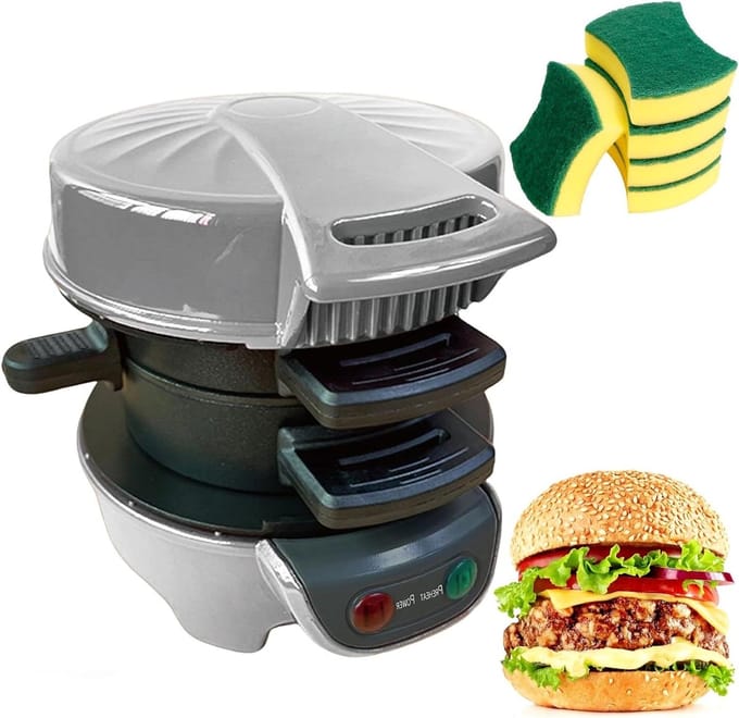 Ontbijtmaker Grill - Sandwich Maker - Snel Ontbijten - Dubbelzijdige Verwarming - Compact Ontwerp - Zilver