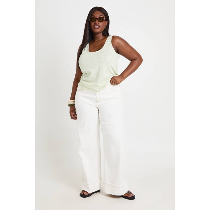 boohoo Dames Plus Scoop Hals Doorschijnend Vest Top | Light Khaki | Maat: 26
