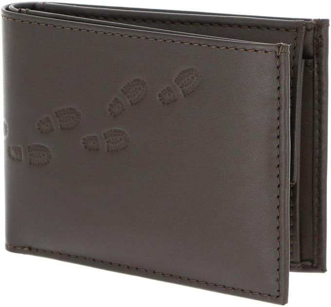 oxmox Leren portemonnee Leather RFID Protect Pocketbörse Footsteps 2.0 Embossed Brown donkerbruin