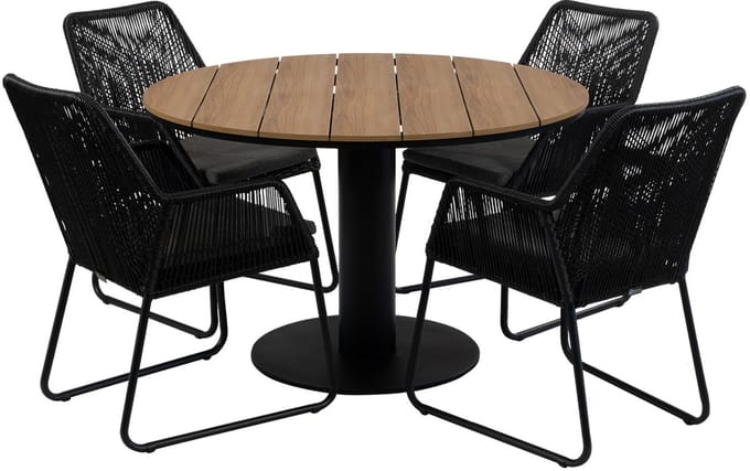 Tuinset Mona/Tower | 4 personen | Rond 120 cm | Rope & Tecon Teak