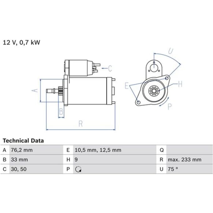 Starter BOSCH 0 986 010 530