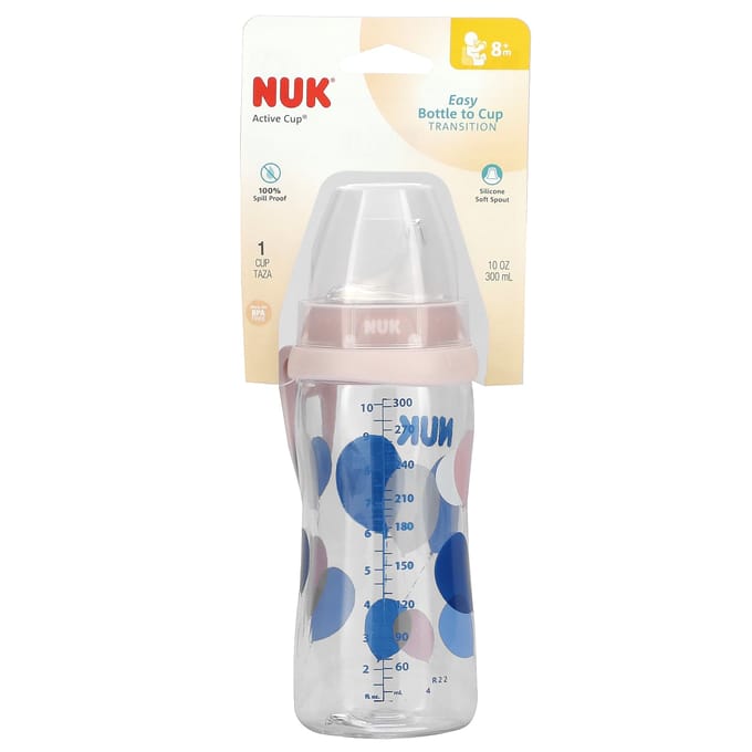 NUK, Gobelet Actif, 8 mois+, rose, 300ml (10 oz) white