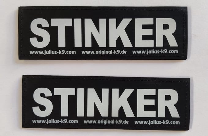 Julius-K9 Set Labels voor Powerharness - Large tekst: STINKER